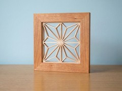 Small Kumiko Wall Art Panel | Home Decor Geometric | Maple Cherry Walnut Oak