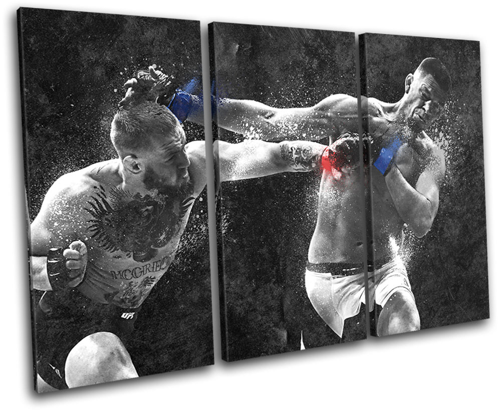 Conor Mcgregor Nate Diaz UFC MMA Sports TREBLE CANVAS WALL ART Picture Print