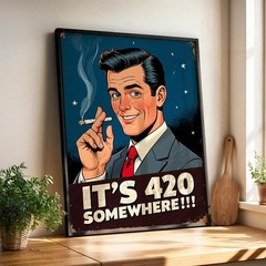 Its 420 Somewhere Poster Retro Stoner Wall Art Vintage Weed Pop Art Marijuana