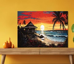 Old Wood House Beach 5mm thick Plastic Poster Ready to Hang 60x45cm