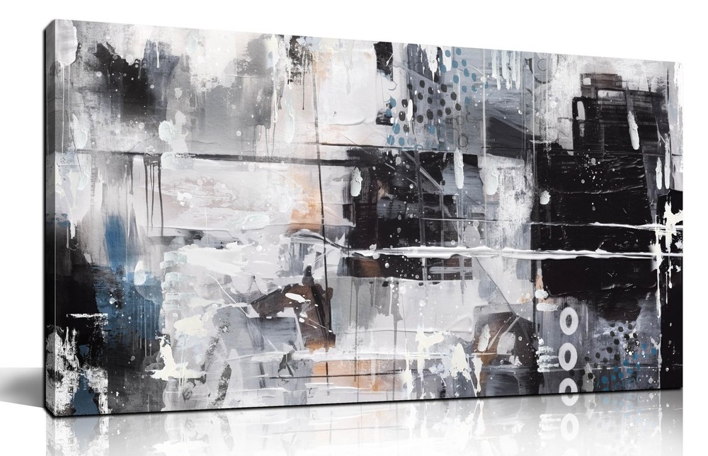 Abstract Art Wall Decor Office – Black And White Pictures Wall Art for Living…