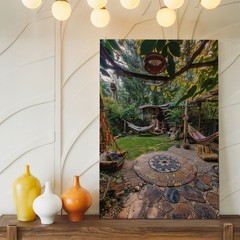 Bohemian Garden Patio Canvas Wall Art Hammocks Outdoor Relaxation Decor Print
