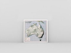 Australia Map, Australia 2D Relief Map, Australia Vintage Map – 2D Flat Print