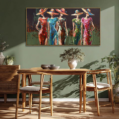 Women Wall Art Colorful Wall Decor Green Pink Poster Modern Artwork Paintings Fi