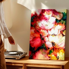Canvas Floral Watercolor Painting Pink White Blossoms Abstract Room Home Print
