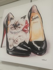 Cat in High Heels Fashion Canvas Print, Multicolor Horizontal Ready to Hang