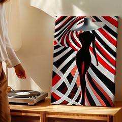 Wall Art Abstract Woman Silhouette Red Black White Striped Modern Poster Print