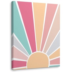 Boho Sun Sunshine Pink Wall Art, 11×14 Inch Framed Canvas Print, Boho Classro…