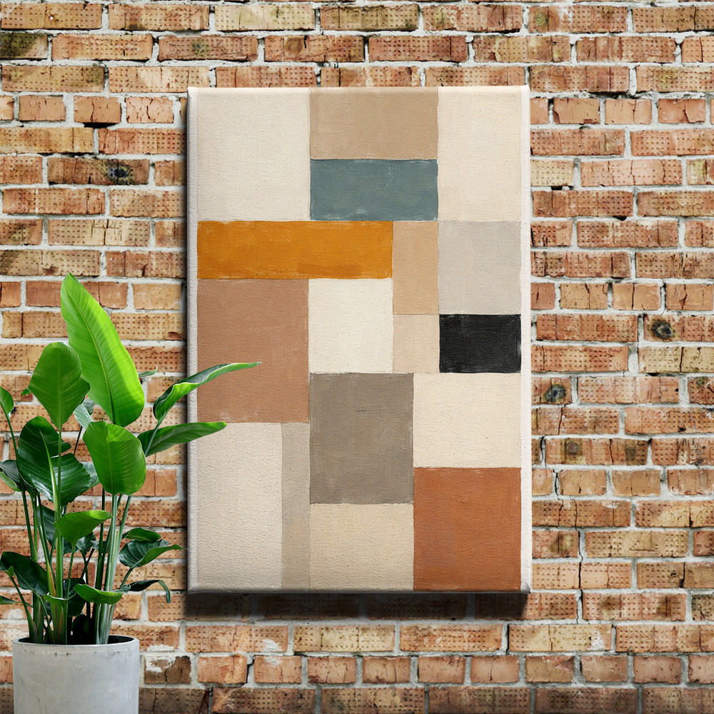 Impasto Geometric Blocks Abstract Wall Art Print Palette Knife Texture