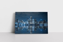 Chicago Skyline Night Framed Canvas Photo Print Wall Art | Cityscape USA City