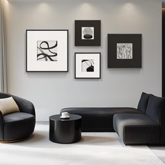 Framed 3D Textured Black and White Abstract Wall Art for Living Room, 4 Piece…