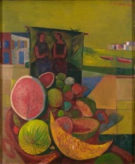 Melon Sellers Corsica : John Minton : 1948 : Archival Quality Art Print