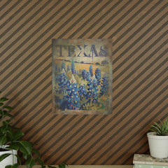 TEXAS BLUEBONNET Wall Art, Retro Botanical Home Decor, State Flower Poster Print