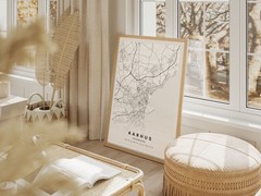 Aarhus City Map Denmark Map White Modern Decor Minimalist Travel Art