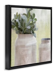 Stupell Industries Farmhouse Mill Can W/ Greenery Framed Floater Canvas 12 In