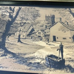 Lionel Barrymore Etched Gold Foil Print Framed Mid-Century Modern 10 1/2 “ VTG