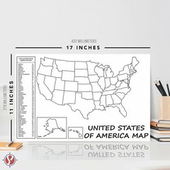 United States Map – Blank USA Poster, US Educational Map – 11 x 17 – 10 per Pack