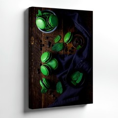 Wall Art Green Macarons Mint Leaves Chocolate Rustic Kitchen Food Poster Decor