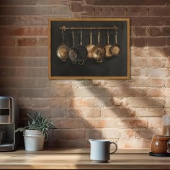 Framed Vintage Kitchen Canvas Wall Art, Farmhouse Pans Pictures Wall Decor Pr…