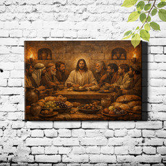Last Supper Modern Religious Wall Art Jesus and Disciples Framed Painting