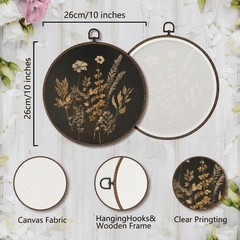 XNXLDYLH Vintage Black Dark Cottagecore Round Framed Wall Art Decor, Rustic F…