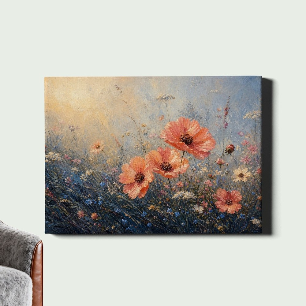 Wildflower Canvas Print Soft Impressionist Floral Field Art