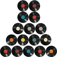 16 Pcs Vinyl Wall Decor Vintage Record Label Peel and Stick Stickers Music
