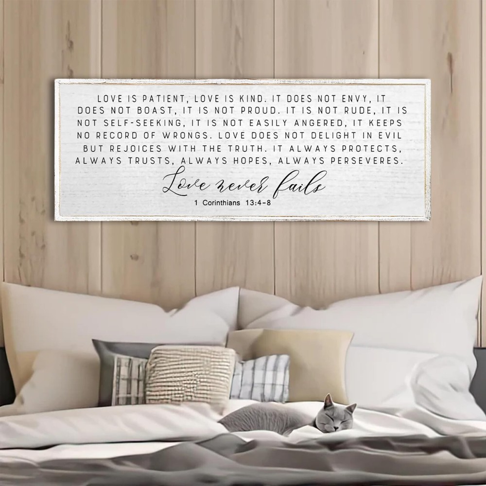 Love is Patient Love is Kind Wall Decor 40″X15″ Large Bible Verse Quote 1 Cor…
