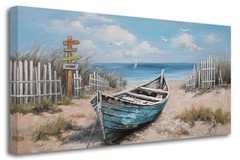 Boat Canvas Wall Art Nautical Art Wall Decor for Living Room, Blue Teal Bedro…
