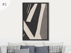 Black & Gray Framed Wall Art Abstract Modern Canvas Print Home Decor Wall Art