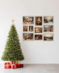 Elevate Your Decor with 10 Vintage Christmas Prints – Unframed Canvas Art