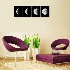 Stylish 4-Panel Black and White Abstract Canvas Paintings for Interior Design