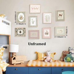 Vintage Nursery Animal Wall Art Set of 9, Cute Forest Animal Canvas Prints Po…