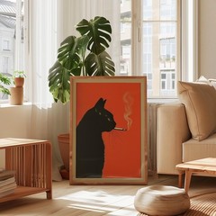 Vintage Black Cat Smoking Poster – RεtrØ Funny Animal Wall Art