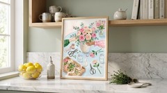 Floral Arrangement Watercolor Poster Rose Bouquet Wall Art Cottagecore Print