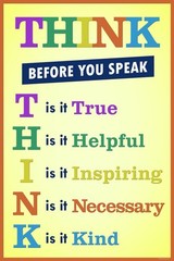 Classroom Think Before You Speak Motivational Educational Poster 16×24
