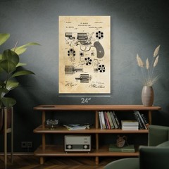 Revolver Handgun Patent Wall Art: 38 Special, Gun Blueprint, Police Station Art
