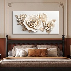 Wall Art Living Room Decor White Flower Wall Art Decor Modern Canvas Art Wall…