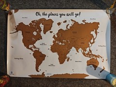 Gold Scratch off Water Color Map of the World Travel Wall Poster Large 16 x 24