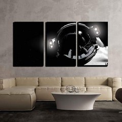 Wall26 – the Astronaut in Outer Space – Canvas Art Wall Decor – 16″x24″x3 Panels