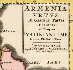 Ancient Old Early 1700 Map Of Armenia; 100% Cotton Canvas Magnetic Wooden Hanger