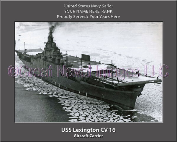 USS Lexington CV 16 Personalized Canvas Ship Photo Print Navy Veteran Gift