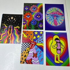 Wall Collage Kit 4x6in Trippy Psychedelic Colorful Mushroom Hippie 50 PCS