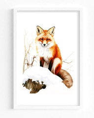 Wildlife Wall Art Print, Fox in the Snow Art Print, Wall Art Decor, Home Decor