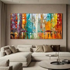 Multicolor Abstract Cityscape Canvas Painting Canvas Mural Wall Art Home Decor