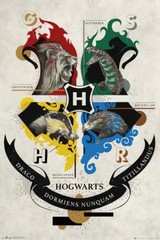 Harry Potter – Movie Poster (Animal Version House Crests – Lion…) (24″ X 36″)
