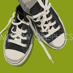 Low tops Black Sneakers, John Golden, Wall Decor Home Art Print 8″ x 8″ 2360