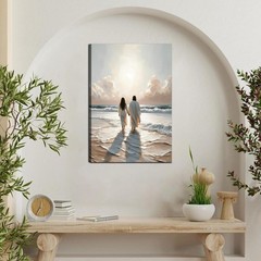 Jesus Canvas Wall Art Jesus Walking on Water with Woman Painting Christian Wa…
