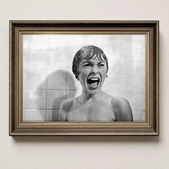 Psycho Shower Scene Poster, Funny Retro Horror Bathroom Wall Art