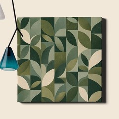 Geometric overlapping leaf pattern Canvas Art stylized botanical abstract design